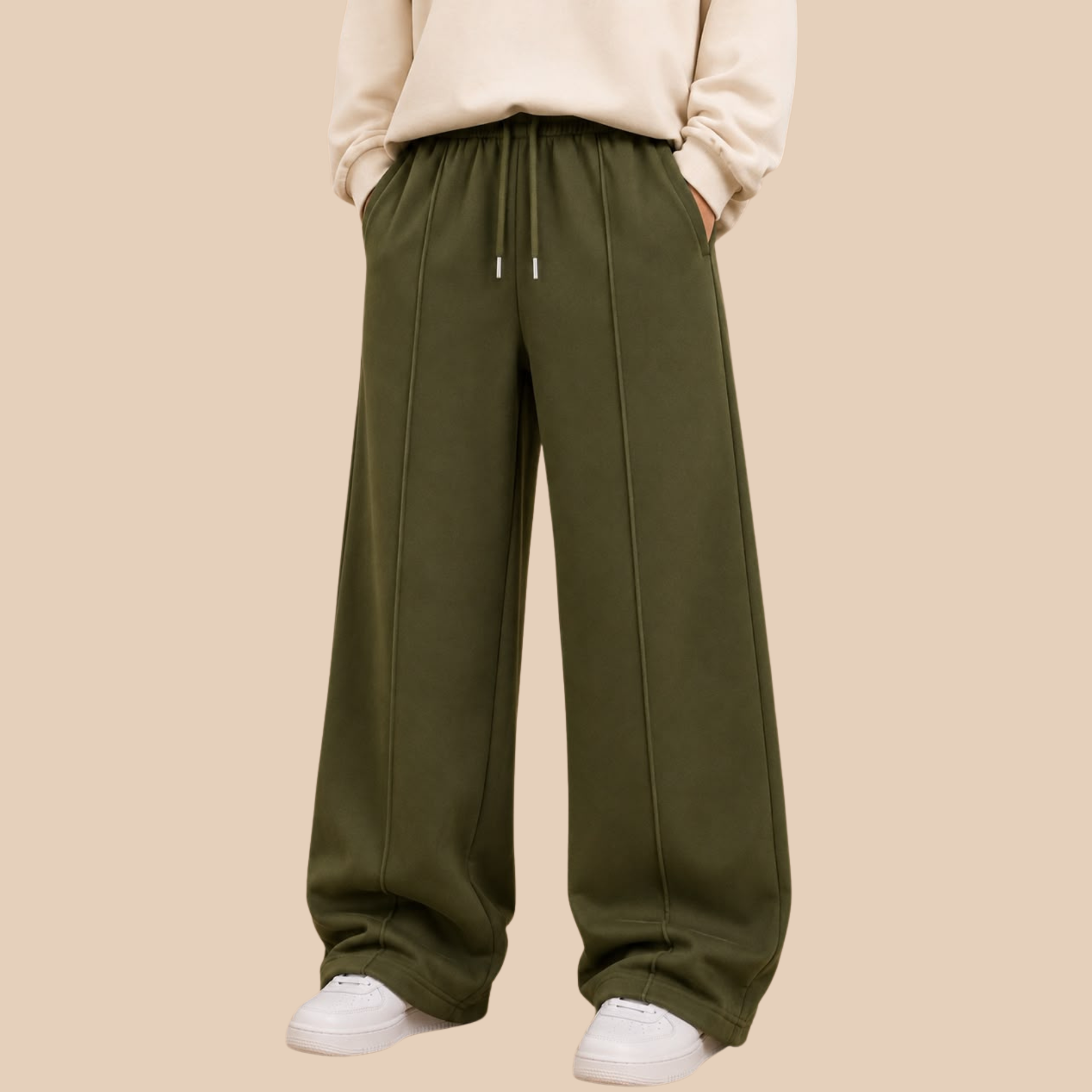 Everyday Baggy Trousers (Olive green)